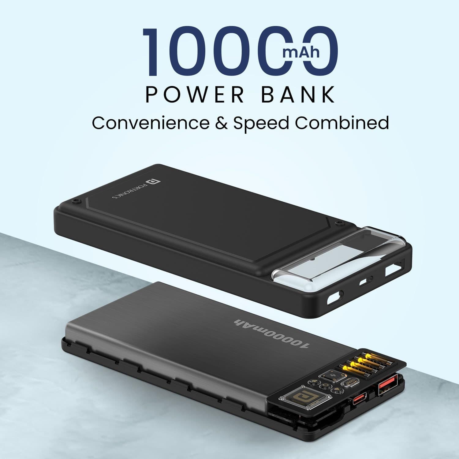 Portronics Luxcell C 10K 10000 mAh 22.5W Fast Charging Power Bank Type C PD Output