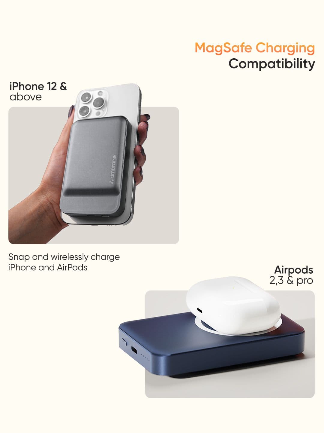 Ambrane Aerosync-PBPrime Magsafe 10000mah 22.5w Fast Charging Iphone & Android Power Bank