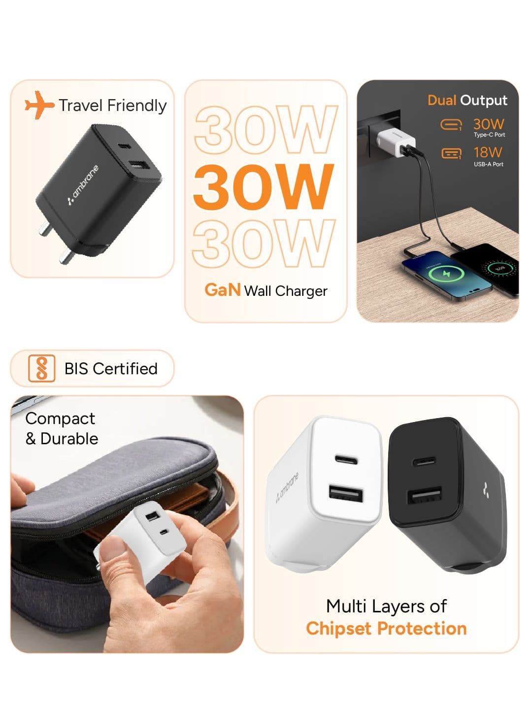 Ambrane Charge 30 Type C 30W Type C Mobile Charger