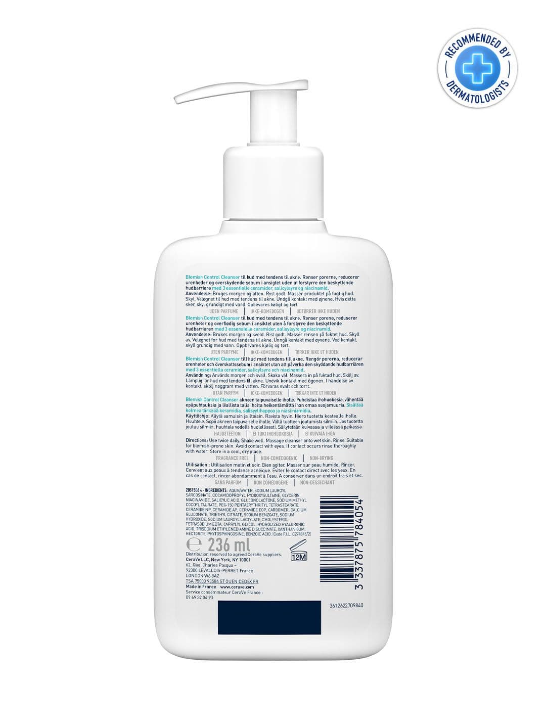 CeraVe Blemish Control Cleanser with 2% Salicylic Acid for Acne-Prone Skin - 236ml