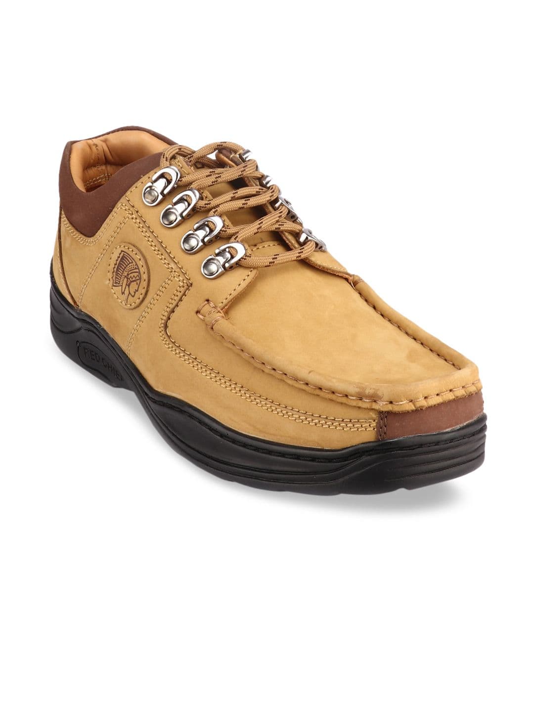 Red Chief Men Camel Brown Leather Trekking Shoes