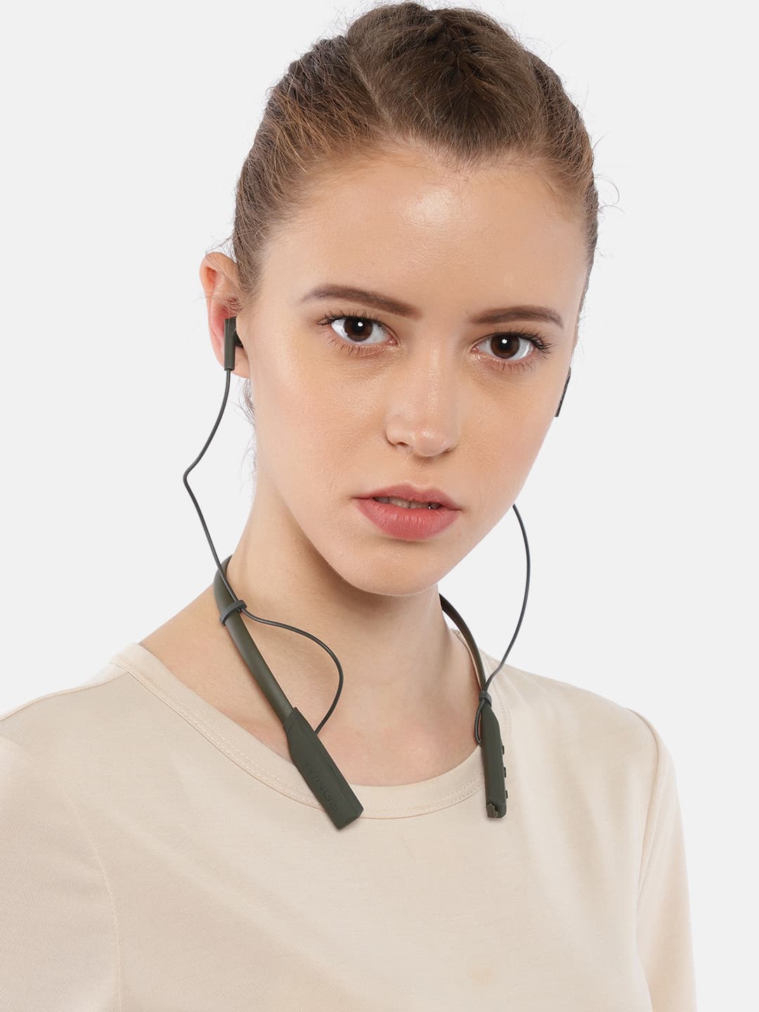 WINGS Unisex Green Glide Neckband Bluetooth Wireless Earphones with Mic WL-GLIDE-OGRN