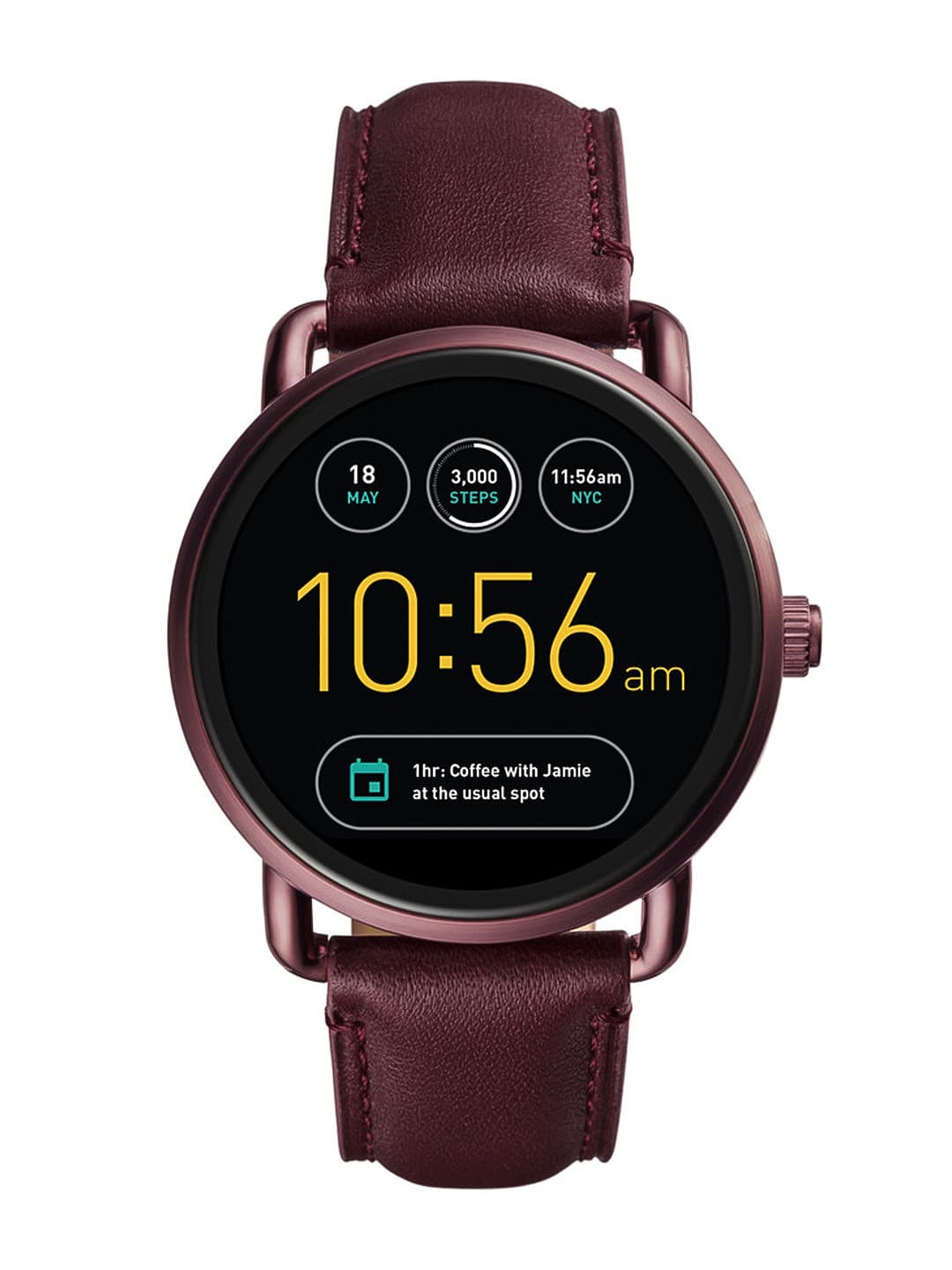 Buy Fossil Women Burgundy Q Wander 2.0 Smartwatch FTW2113 - Smart Watches for Women 1928397 | Myntra