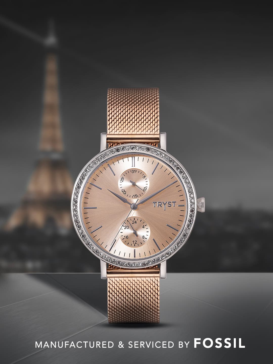 TRYST Manufactured & Serviced By Fossil Women Rose Gold Watch - Watches for Women 7738415 | Myntra