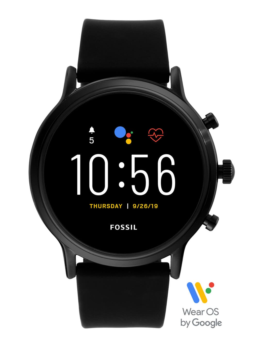 Fossil The Carlyle HR Men Black Gen 5 Digital Leather Smartwatch FTW4025