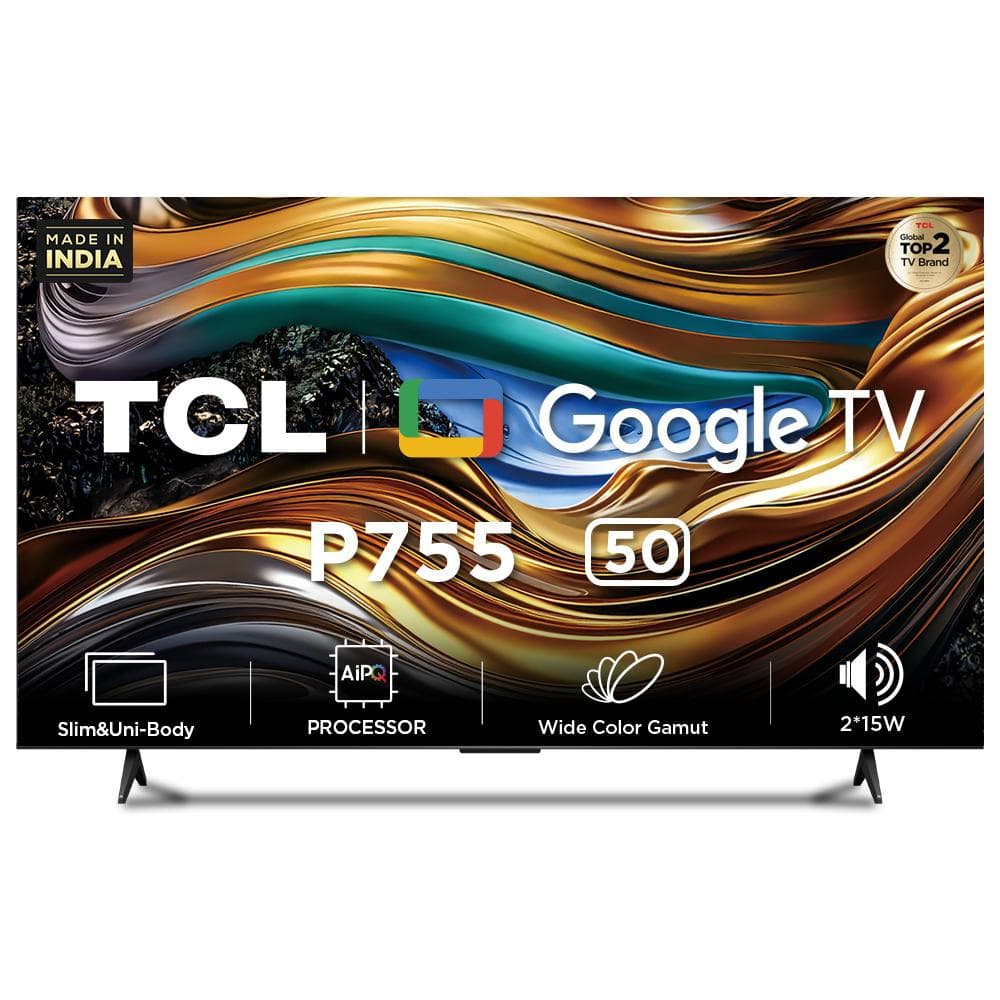 TCL 127 cm (50 inch) Ultra HD (4K) Google TV, 50P755, Black