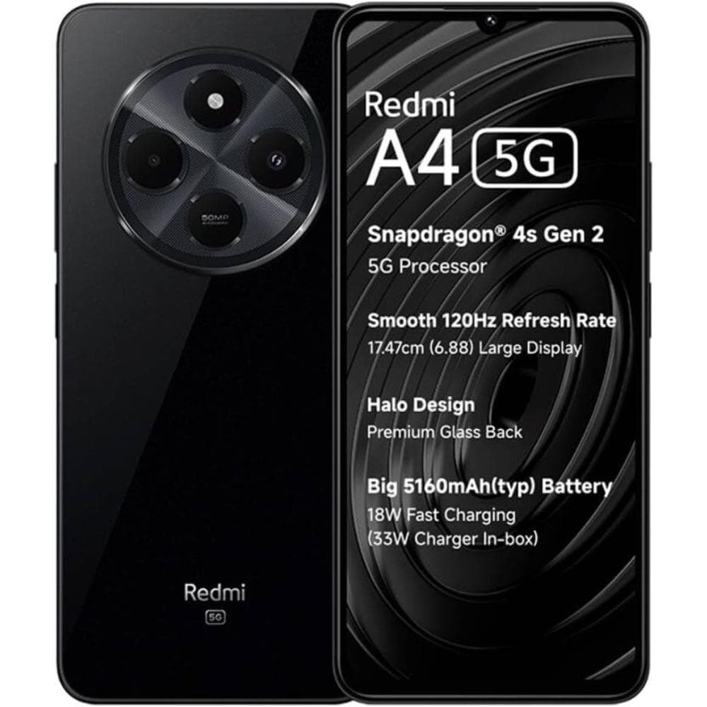 Redmi A4 5G 64 GB, 4 GB RAM, Black, Mobile Phone
