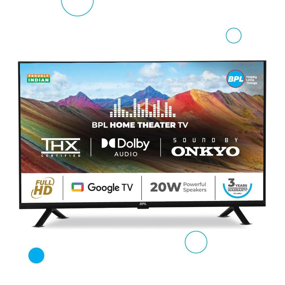 BPL 109 cm (43 inch) FHD Onkyo Home Theatre Smart LED Google TV with Dolby Audio, 43F-E5340
