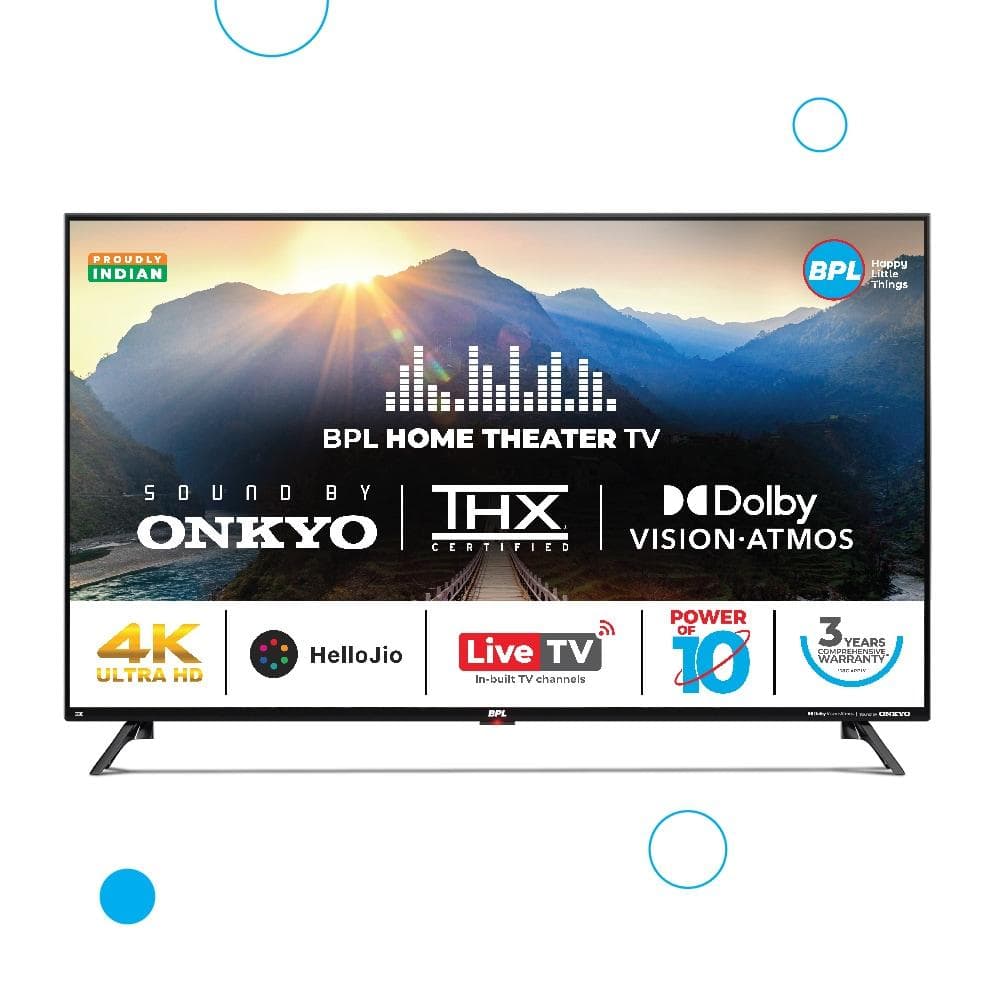 BPL 43 4K HOME THEATRE ONKYO JIO TV 43UF6340, Powered by JioTele OS, 500+ Live TV Channels, Universal Voice Search in 10+ Indian Languages, THX Certif...