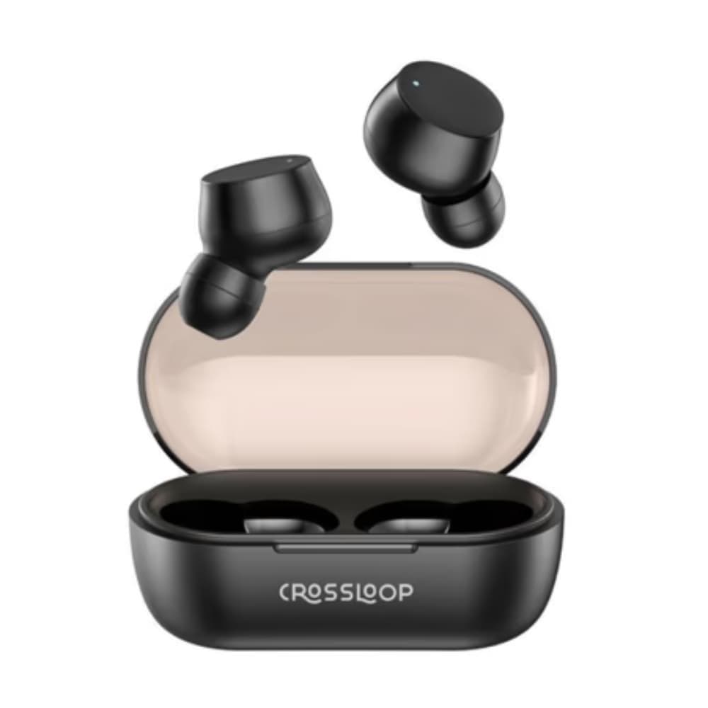 Crossloop Bliss Podz True Wireless Earbuds with Mic, Black, Touch Control, Range 10 Mtr, Bluetooth 5.3, Play Time 12 60 hrs, Voice Assistant, Auto Pai...