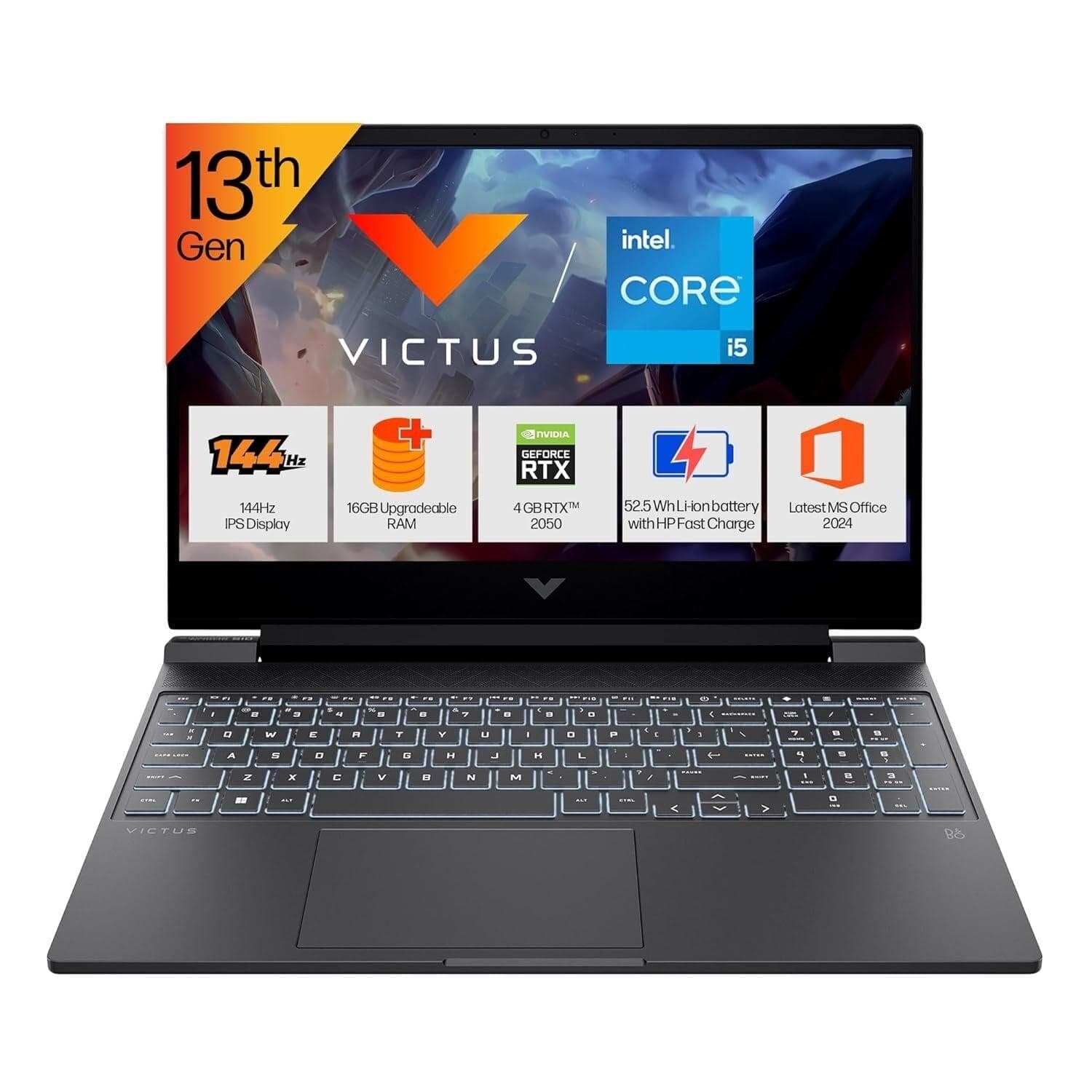 HP Victus 15 15-fa2703TX Gaming Laptop (Intel Core i5-13420H/16 GB/512 GB SSD/4 GB-Nvidia GeForce RTX 2050/Windows 11 Home/MSOffice/Full HD), 39.62 cm...