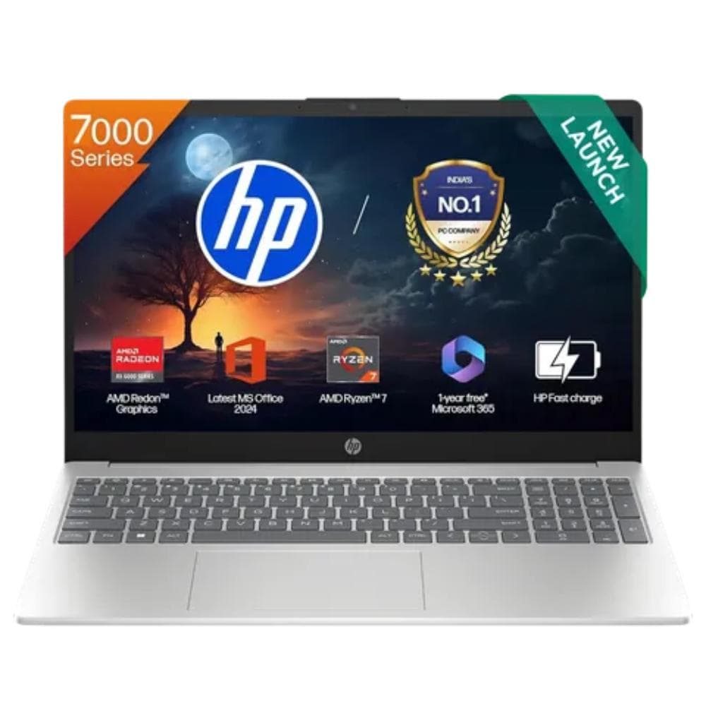HP 15-fc0837AU Standard Laptop (AMD Ryzen 7 7730U/16 GB/512 GB SSD/AMD Radeon Graphics/Windows 11 Home/MS Office Home 2024/Full HD), 39.6 cm - 15.6 inch, Natural Silver