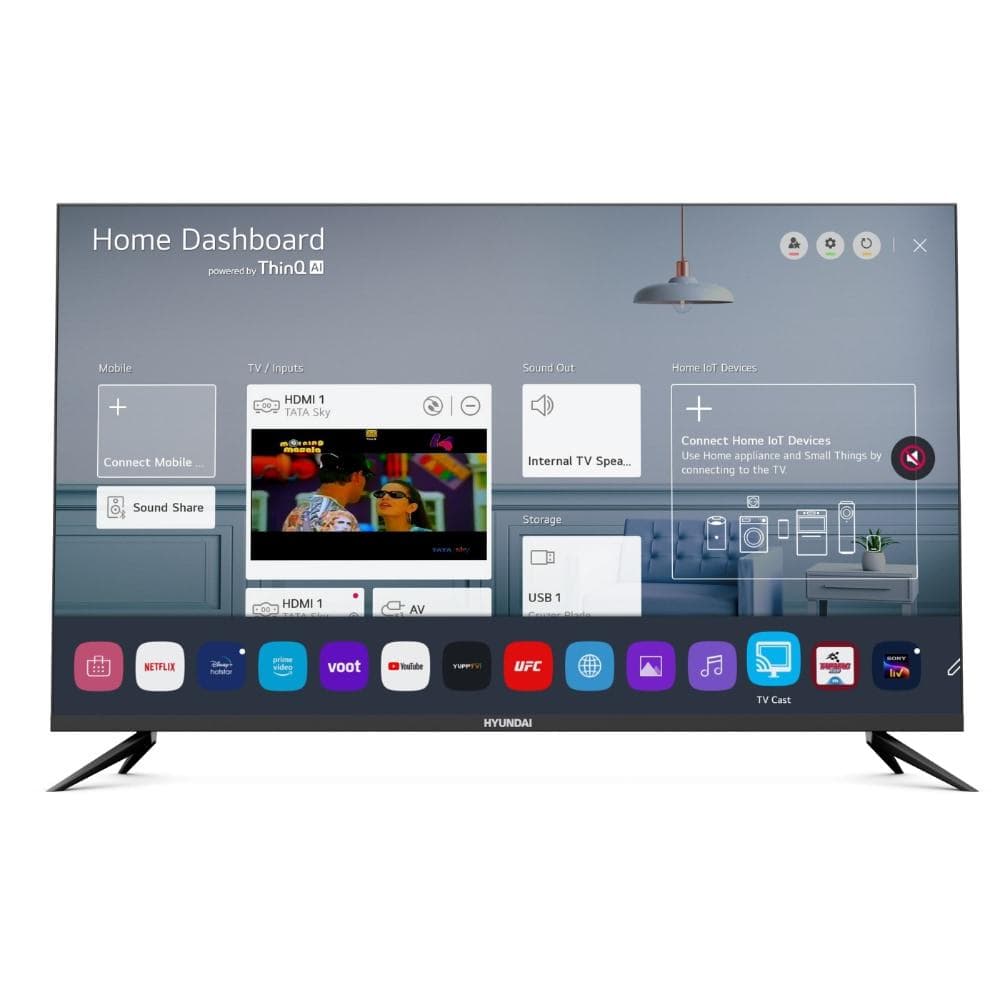 Hyundai 108 cm (43 Inch) Ultra HD SMART LED TV, Black, 43UDHYW1I5