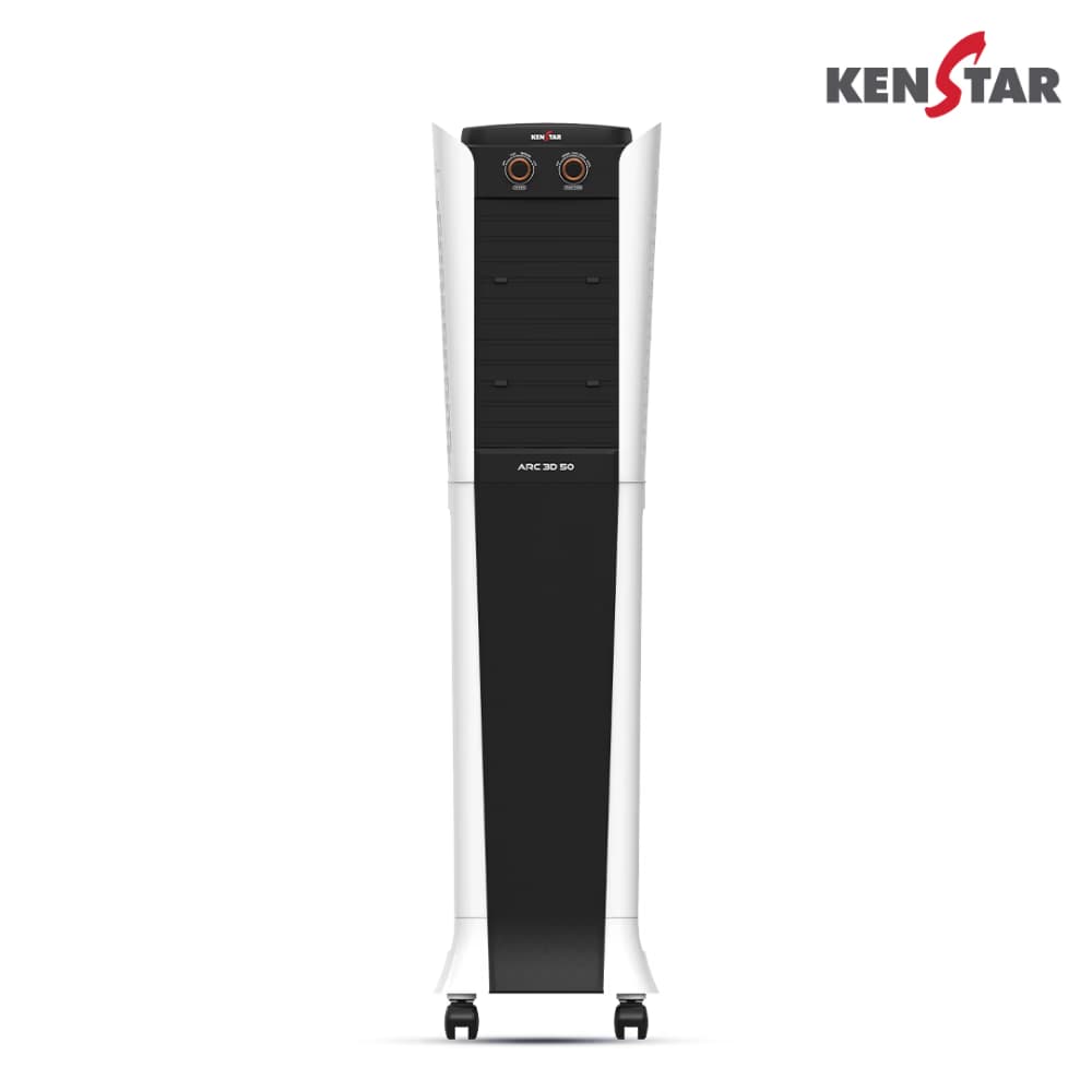 Kenstar Arc 3D 50L Tower Air Cooler, White & Black