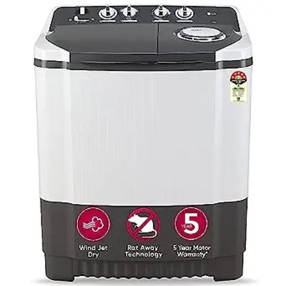 LG 7 Kg 5 Star Semi-Automatic Top Loading Washing Machine (P7020NGAZ, Dark Gray, Wind Jet Dry)