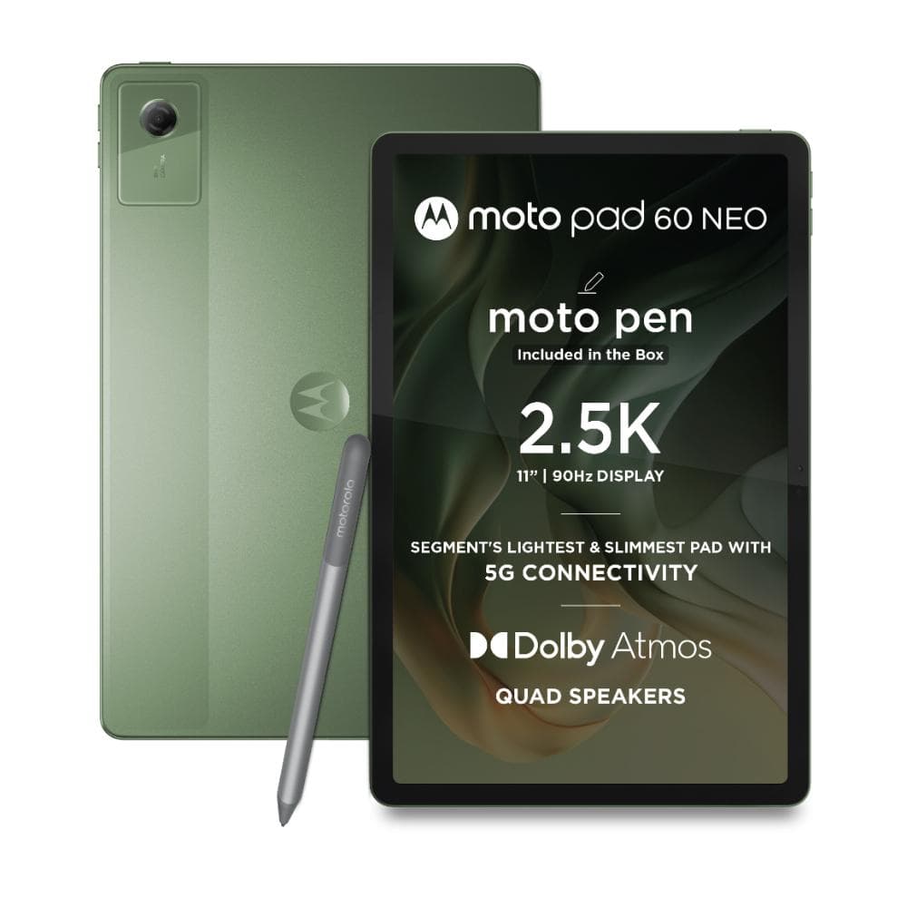 Motorola Pad 60 Neo 27.94 cm (11 Inch) WiFi + 5G Tablet with Pen, 4 GB RAM, 128 GB ROM, Pantone Bronze Green, ZAGW0002IN