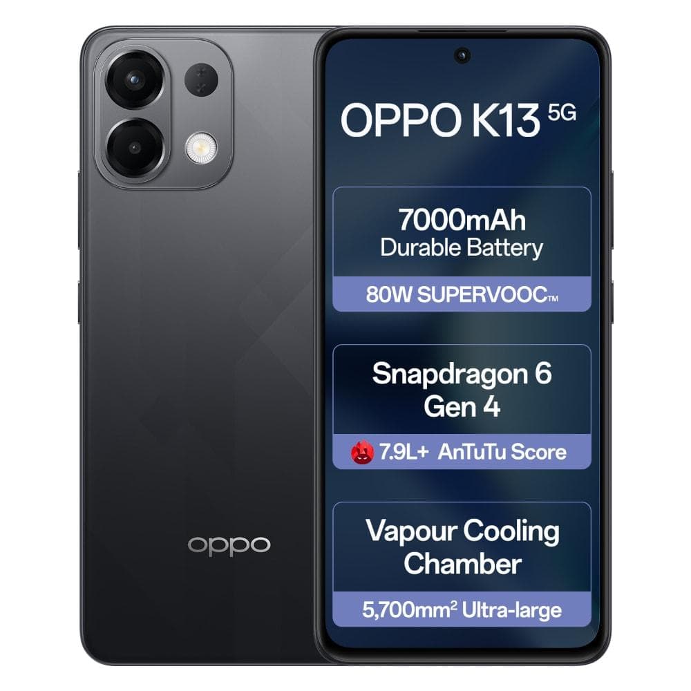 Oppo K13 256 GB, 8 GB RAM, Prism Black, Mobile Phone
