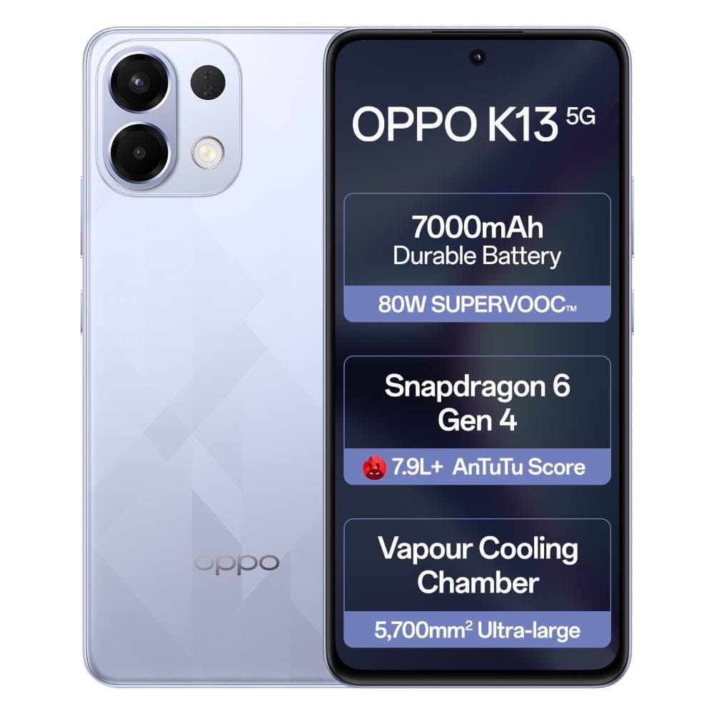 Oppo K13 256 GB, 8 GB RAM, Icy Purple, Mobile Phone