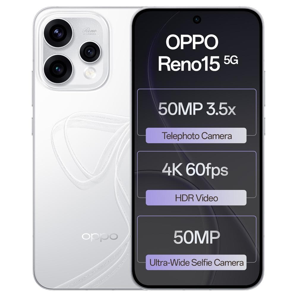 Oppo Reno15 5G 256 GB, 8 GB RAM, Glacier White, Mobile Phone - OPPO