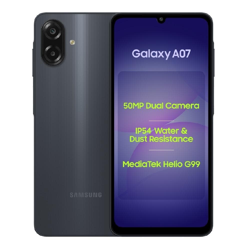 Samsung Galaxy A07 4G 64 GB, 4 GB RAM, Black, Mobile Phone