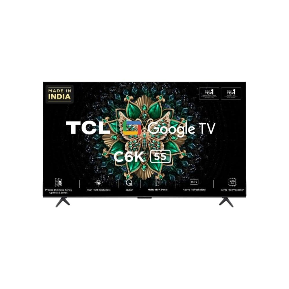 TCL 139 cm (55 inch) QD-Mini LED Google TV, 55C6K, Black