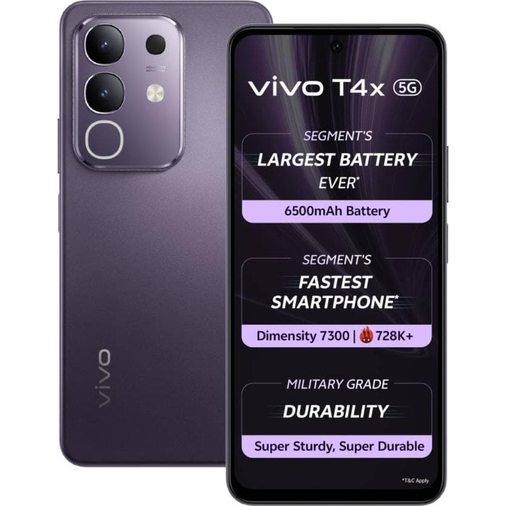 Vivo T4x 5G 128 GB, 6 GB RAM, Pronto Purple, Mobile Phone