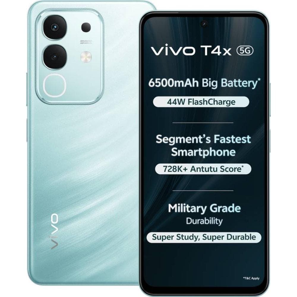 Vivo T4x 5G 128 GB, 6 GB RAM, Glacial Teal, Mobile Phone