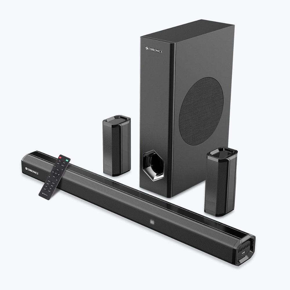 Zebronics Zeb-Juke Bar 7400 Pro, 5.1 Channel Soundbar with Subwoofer & Dual Rear Satellites Supports Bluetooth, USB/AUX/ Optical IN & HDMI (ARC), Blac...