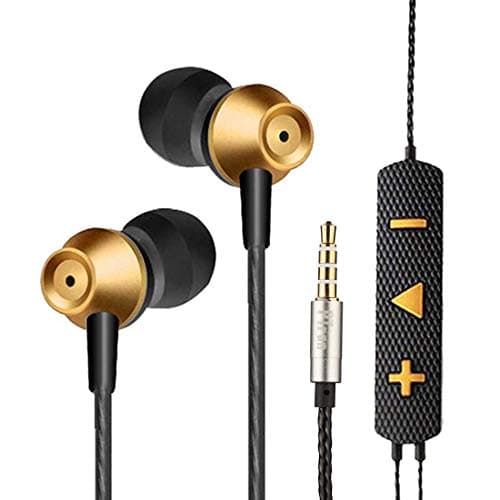 PTron HBE9 (High Bass Earphones) Stereo in-Ear Wired Headphones with Mic - (Gold)