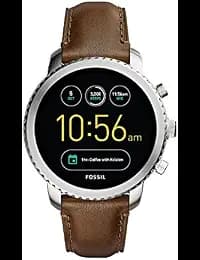 Fossil Men's Gen 4 Explorist HR Heart Rate Stainless Steel and Brown Leather Strap Touchscreen Smartwatch, Dial Color: Black (FTW4003)