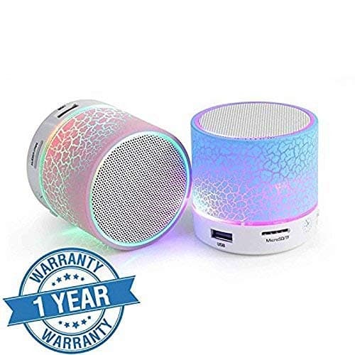 esuav Wireless LED Bluetooth Speakers S10 Handfree with Calling Functions & FM Radio for All Android & iPhone Smartphones (One Year Warranty, Assorted