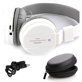 NINE9 N9-SH12 Wireless Bluetooth Headphones with Volume Control, HD Sound, Mic, SD Card Slot, Aux Point (White)