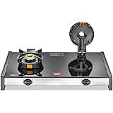 Prestige Svachh GTSV-02 Glass top LP Gas Table, 2 Burner, With Liftable Burner Set