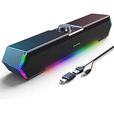 LENRUE G11 Computer Speakers for Desktop, Touch Lights PC Speakers with Surge Clear Sound, USB C/USB Powered for Computer Des