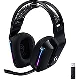 Logitech G733 Lightspeed Wireless Gaming Headset with Suspension Headband, LIGHTSYNC RGB, Blue VO!CE mic Technology and PRO-G