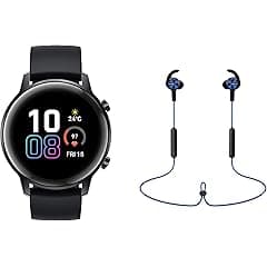 HONOR MagicWatch 2 (42mm, Black Fluoroelastomer Strap) + Bluetooth Headphone