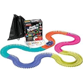 Brickko Fun Tracks Race Track That Bend Flex and Glow | 240 Tracks with 1 Car | Multi Color