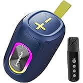 CrossBeats Jam Box 20W Karaoke mic with Speaker, Portable Bluetooth Party Speaker with Wireless mic, RGB Lights,12H Playtime,