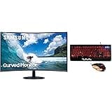 Samsung 27 inch (68.6 cm) Curved Bezel Less, Speakers, Fabric Textured Back Side, FHD, VA Panel with DP, HDMI, VGA, Audio in,