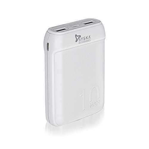 Syska 10000 mAh Li-Polymer P1016B Power Pocket100 Power Bank (White)