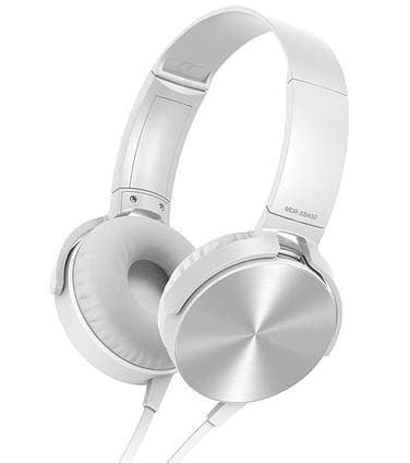 RSFuture MDR-XB450 Wired Extra Bass On-Ear Headphones with Tangle Free Cable, 3.5 mm Jack, Headset with Mic for Phone Calls (White)