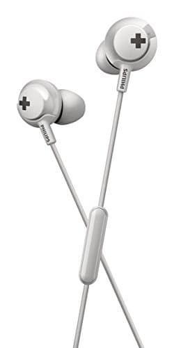 (Renewed) Philips Bass+ SHE4305 Headphones with Mic (White)