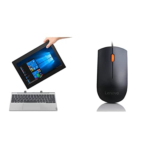 Lenovo IdeaPad D330 Intel Celeron N4020 10.1" (25cm)HD IPS Detachable 2-in-1 Laptop (4GB/128GB eMMC/Windows 10/1 Yr Warranty/Mineral Grey/1.1Kg), 82H0001YIN + 1600 DPI Wired Mouse