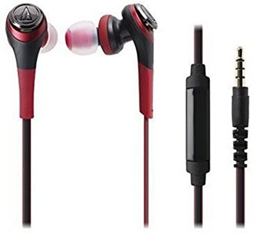 Audio-Technica Solid Bass ATH-CKS550ISRD in-Ear Headphones with Mic (Black/Red)