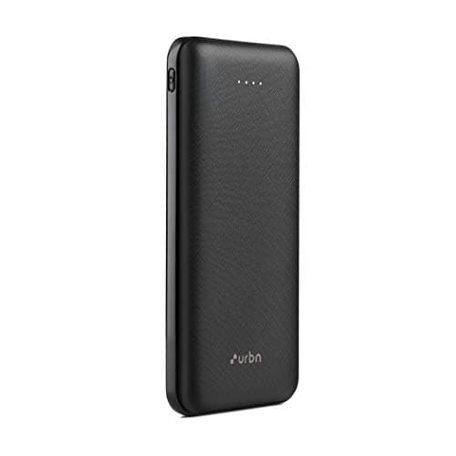 URBN 10000mAh Li-Polymer Ultra Compact Type-C Power Bank with 12W Fast Charge, Type C & Micro Input (Black)