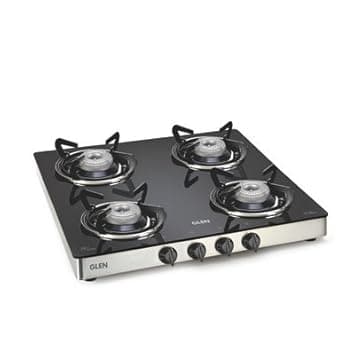 GLEN GL1043 Auto Ignition 4 Burner Kitchen Glass Gas Stove with Stainless steel drip tray