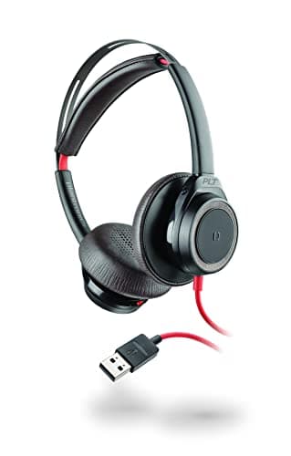 Plantronics - Blackwire 7225 USB-A Headset (Black) - Wired, Dual Ear (Stereo) Boomless Computer Headset - Connect to PC/Mac via USB-A – Black Color - Works with Teams, Zoom, & More, (211144-01)