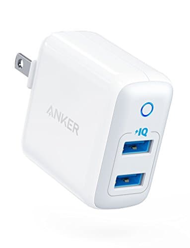 Anker PowerPort II with Dual PowerIQ Ports, 24W Ultra-Compact Travel Charger with Foldable Plug, for iPhone X/8/7/6S/6 Plus, iPad Pro/Air 2/mini 4, Sa