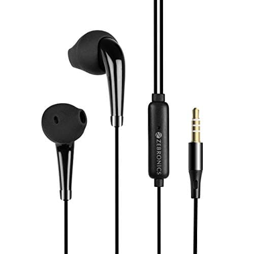 (Renewed) Zebronics Zeb-Calyx Wired Earphone with Deep Bass and Call Function(Black)