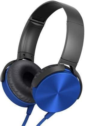 RSFuture MDR-XB450 Wired Extra Bass On-Ear Headphones with Tangle Free Cable, 3.5 mm Jack, Headset with Mic for Phone Calls (Blue)